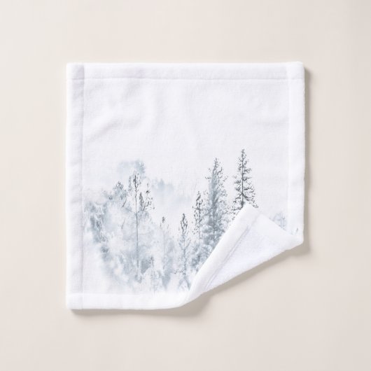 Blue Snowy Winter Trees Bad Handdoek (Wasdoekje)