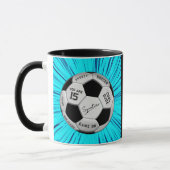 Blue Soccer Ball Custom Age Name Birthday Mok (Links)