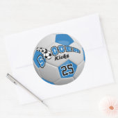 Blue Soccer Ball Player Kicks Ronde Sticker (Envelop)