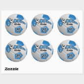 Blue Soccer Ball Player Kicks Ronde Sticker (Vel)