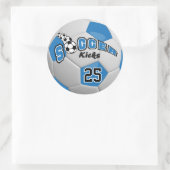 Blue Soccer Ball Player Kicks Ronde Sticker (Tas)