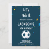 Blue Soccer Birthday Invitation Thema Kaart (Voorkant)
