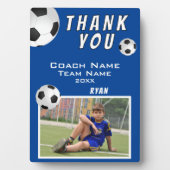 Blue Soccer Football Ball Sport Coach Dank u Fotoplaat (voorkant)
