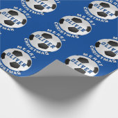 Blue Soccer Football Balls Kinder naam kerst Cadeaupapier (Hoek)