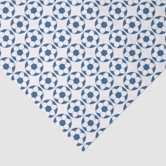 Blue Soccer Footballs Pattern Tissuepapier (Detail)