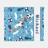 Blue Soccer Goalie Goalkeeper Player's Kind Name Fleece Deken (Voorkant (Horizontaal))