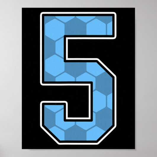 Blue Soccer Pattern Number 5 Jersey Player Uniform Poster (Voorkant)