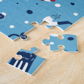 Blue Soccer Player Ball Pattern Kinder Name Sports Legpuzzel (Zijkant)