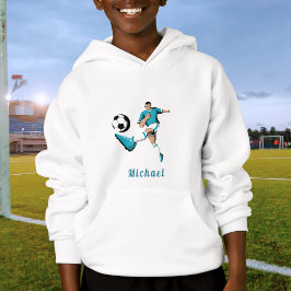 Blue Soccer Player Silhouette Boys Kinder naam Spo