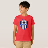Blue Soccer Shield Team, Player Name and Number T-shirt (Voorkant volledig)