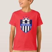 Blue Soccer Shield Team, Player Name and Number T-shirt (Voorkant)