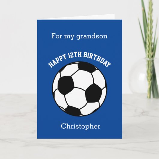 Blue Soccer Sport 12th Birthday Card Kaart (Voorkant)