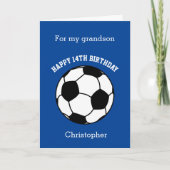 Blue Soccer Sport 14th Birthday Card Kaart (Voorkant)