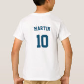 Blue Soccer teamnaam nummer aangepaste groep T-shirt (Achterkant)