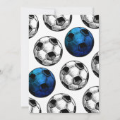 Blue Soccer verjaardagsuitnodiging Kaart (Achterkant)