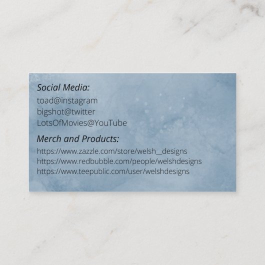 Blue Social calling card-whale Visitekaartje (Achterkant)
