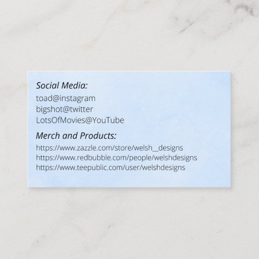 Blue Social introduction calling card-tractor Visitekaartje (Achterkant)