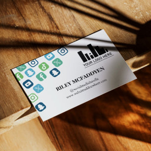 Blue Social Media Iconen Logo Influencer Podcaster Visitekaartje