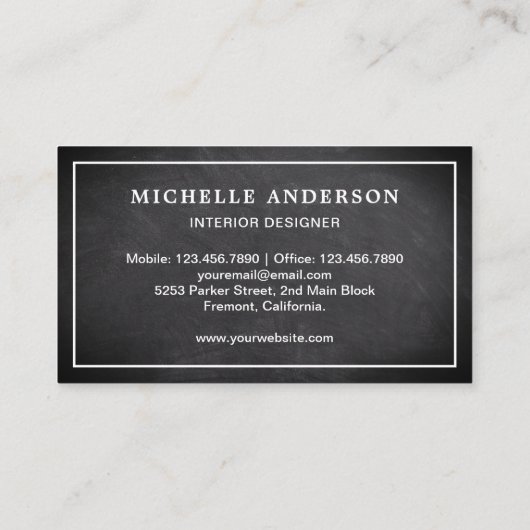 Blue Sofa Furniture Store Interieurontwerper Visitekaartje (Achterkant)