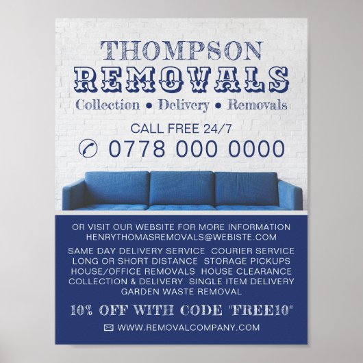 Blue Sofa, Removal Company Adverteren Poster (Voorkant)