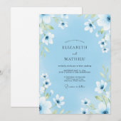 Blue Soft Bloom Romance Trouwen Kaart (Voorkant / Achterkant)