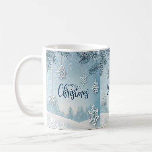 Blue Soft & Calm Christmas Snow Crystal Design- Koffiemok (Links)
