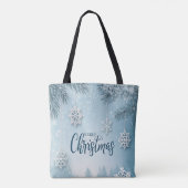 Blue Soft & Calm Christmas Snow Crystal Design-  Tote Bag (Achterkant)