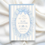 Blue soft ribbon wedding save the date<br><div class="desc">Blue soft ribbon</div>
