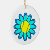 Blue Softball Girl Keramisch Ornament (Rechts)