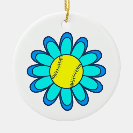 Blue Softball Girl Keramisch Ornament (Voorkant)