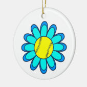 Blue Softball Girl Keramisch Ornament (Links)
