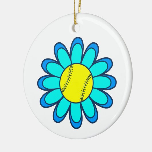 Blue Softball Girl Keramisch Ornament (Links)