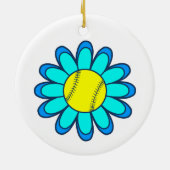 Blue Softball Girl Keramisch Ornament (Achterkant)