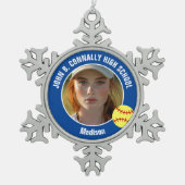 Blue Softball Player Photo High School Keepsake Tin Sneeuwvlok Ornament (Voorkant)
