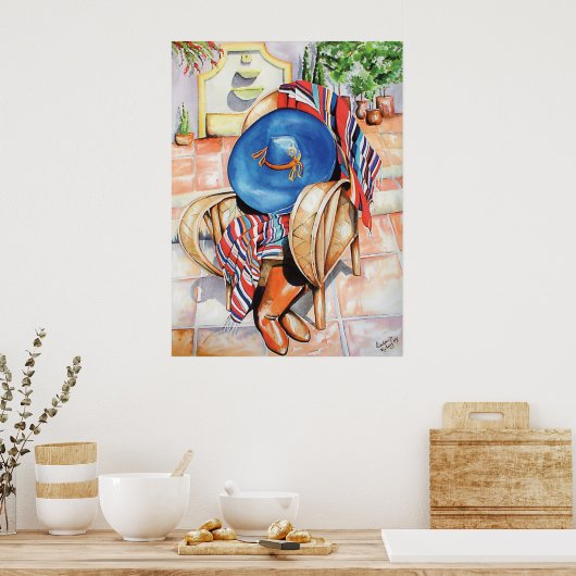 Blue Sombrero Poster (Keuken)