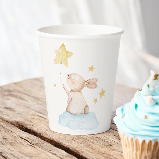 Blue Some Bunny Yellow Star Balloon Baby shower Papieren Bekers