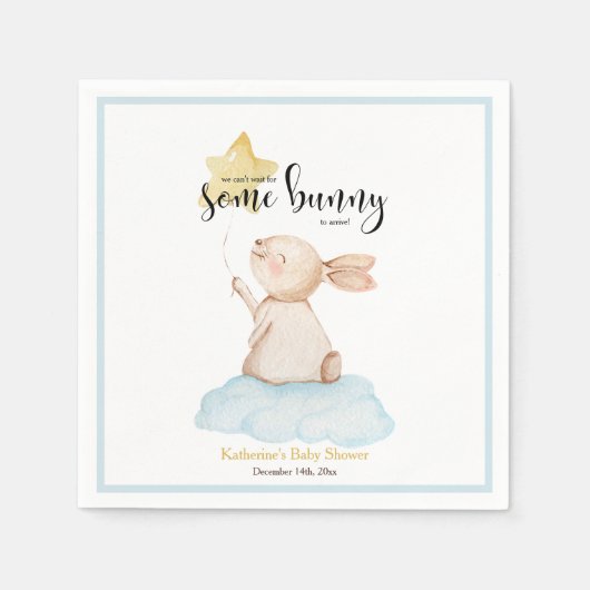 Blue Some Bunny Yellow Star Balloon Baby shower Servet (Voorkant)