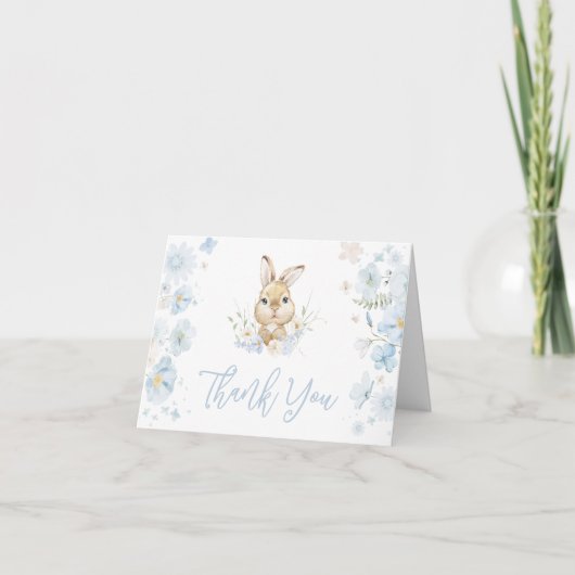 Blue Somebunny Rabbit Baby shower Bedankkaart (Voorkant)