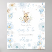 Blue Somebunny Rabbit Baby shower Envelope Station Poster (Voorkant)