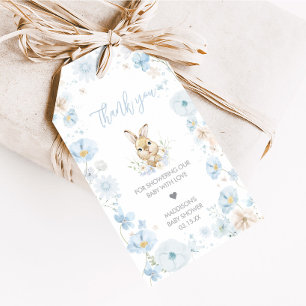 Blue Somebunny Rabbit Baby shower Favoriet Tags Cadeaulabel