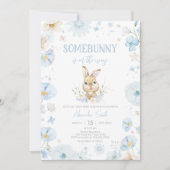 Blue Somebunny Rabbit Baby shower Kaart (Voorkant)
