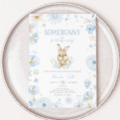 Blue Somebunny Rabbit Baby shower Kaart