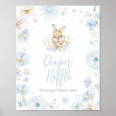 Blue Somebunny Rabbit Baby shower Luier Raffle Poster (Voorkant)
