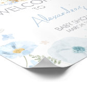 Blue Somebunny Rabbit Baby shower Welkom Poster (Hoek)