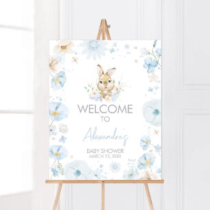 Blue Somebunny Rabbit Baby shower Welkom Poster