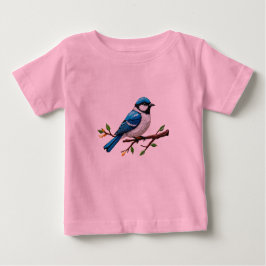 Blue Songbird on Branch Illustration