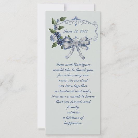 Blue Sophisticated Country Wedding Favor (Voorkant)