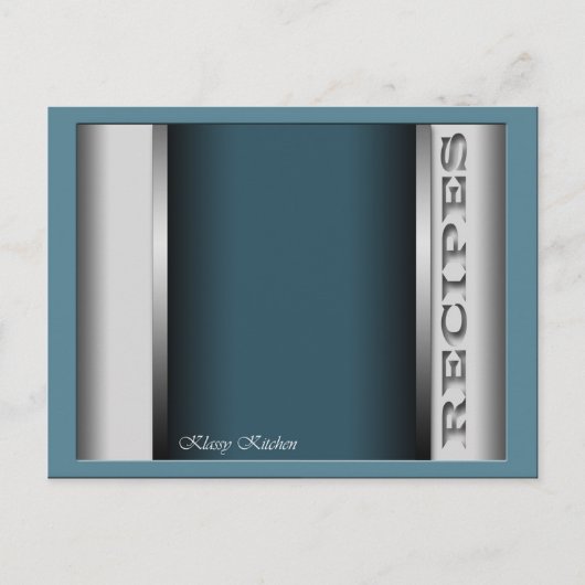Blue Sophisticated Recipe Cards Briefkaart (Voorkant)