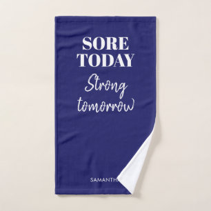 Blue Sore Today Sterke Tomorrow Name Workout Gym Handdoek