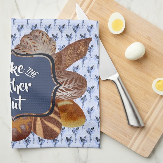 Blue Sourdegh Bread Baking Personalized Theedoek (Quarter Fold)